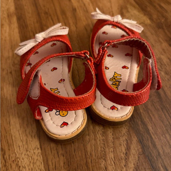 Bee Happy Toddler Sandals Size 7 - Cute Spring Summer Red White with Bow - Picture 4 of 5